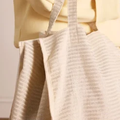 Manfield Beige & zilver gestreepte shopper^ Shoppers