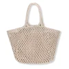 Manfield Beige gevlochten shopper^ Shoppers