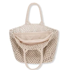 Manfield Beige gevlochten shopper^ Shoppers