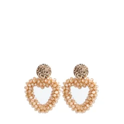 Manfield Beige hartjes kralen oorbellen^ Sieraden