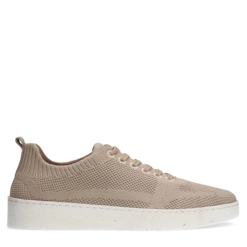 Manfield Beige knit fabric sneakers^Heren Sneakers