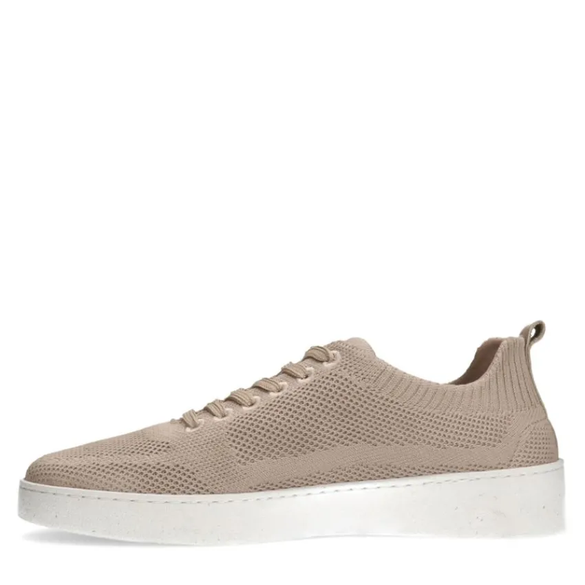 Manfield Beige knit fabric sneakers^Heren Sneakers