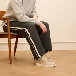 Manfield Beige knit fabric sneakers^Heren Sneakers