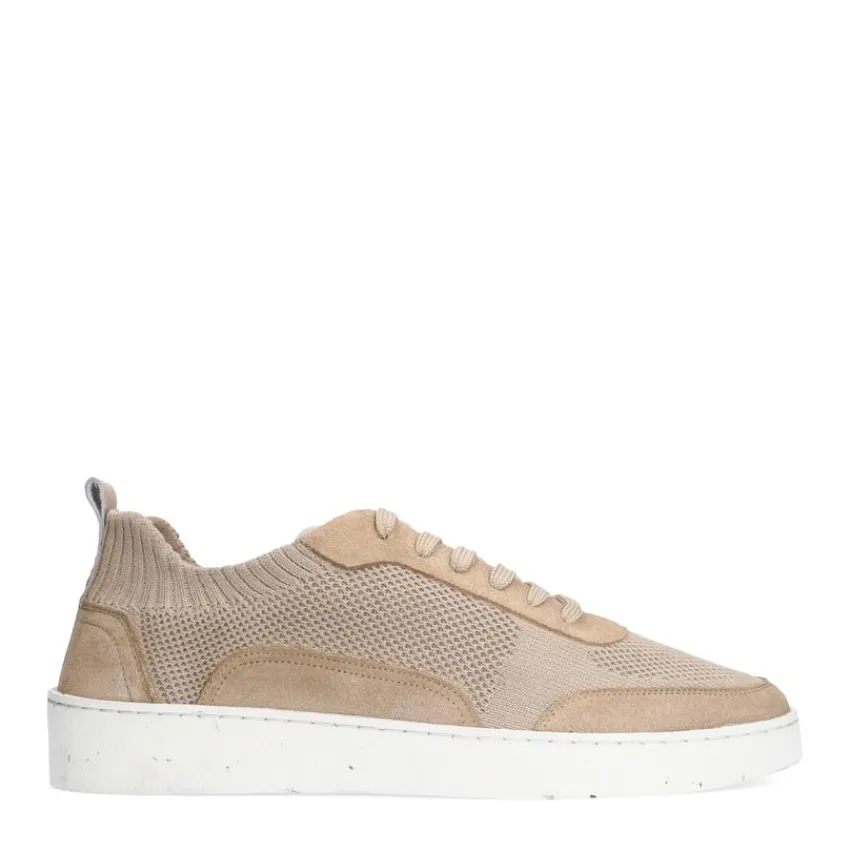 Manfield Beige knit fabric sneakers^Heren Sneakers