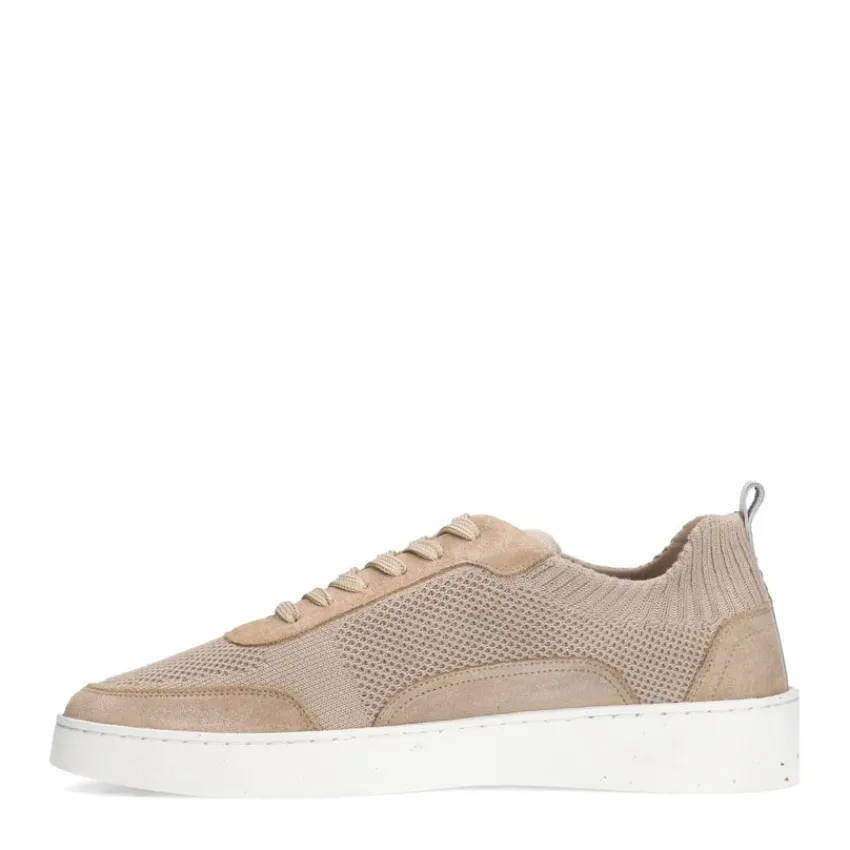 Manfield Beige knit fabric sneakers^Heren Sneakers