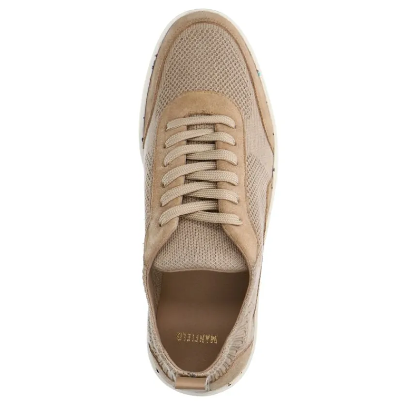 Manfield Beige knit fabric sneakers^Heren Sneakers