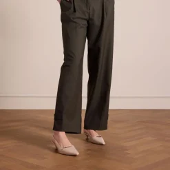 Manfield Beige lak slingbacks^DAMES Pumps|Slingbacks