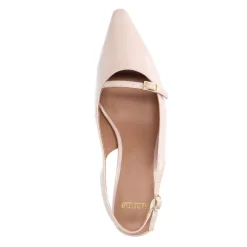 Manfield Beige lak slingbacks^DAMES Pumps|Slingbacks