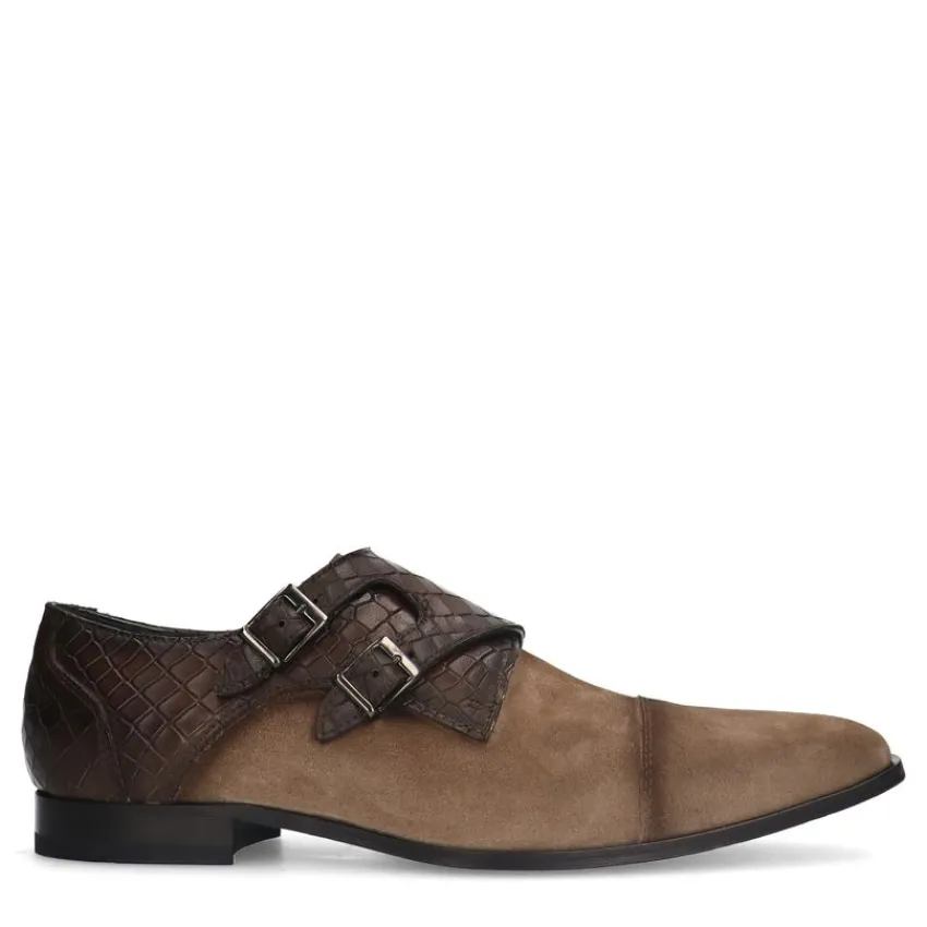 Black label Beige leren gespschoenen^Heren Gespschoenen