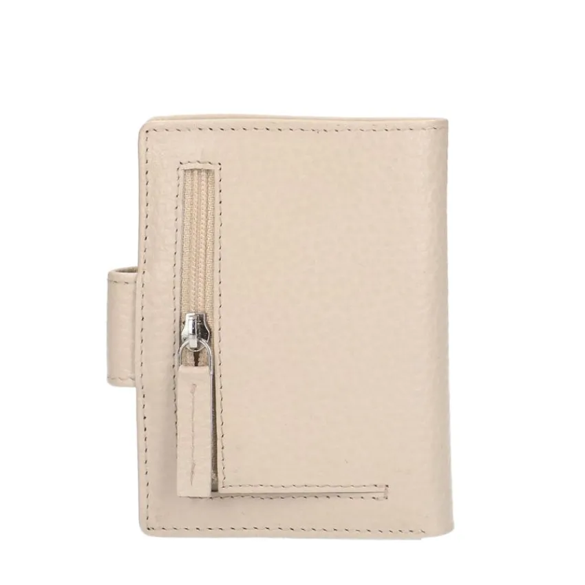 Manfield Beige leren portemonnee^ Portemonnees
