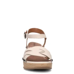 No Stress Beige leren sandalen met blokhak^DAMES Sandalen