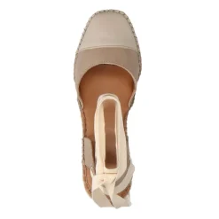 Manfield Beige leren sleehakken met lint^DAMES Espadrilles|Sandalen