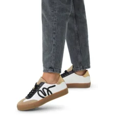 Manfield Beige leren sneakers^DAMES Sneakers