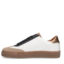Manfield Beige leren sneakers^DAMES Sneakers