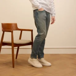 Manfield Beige leren sneakers^Heren Sneakers