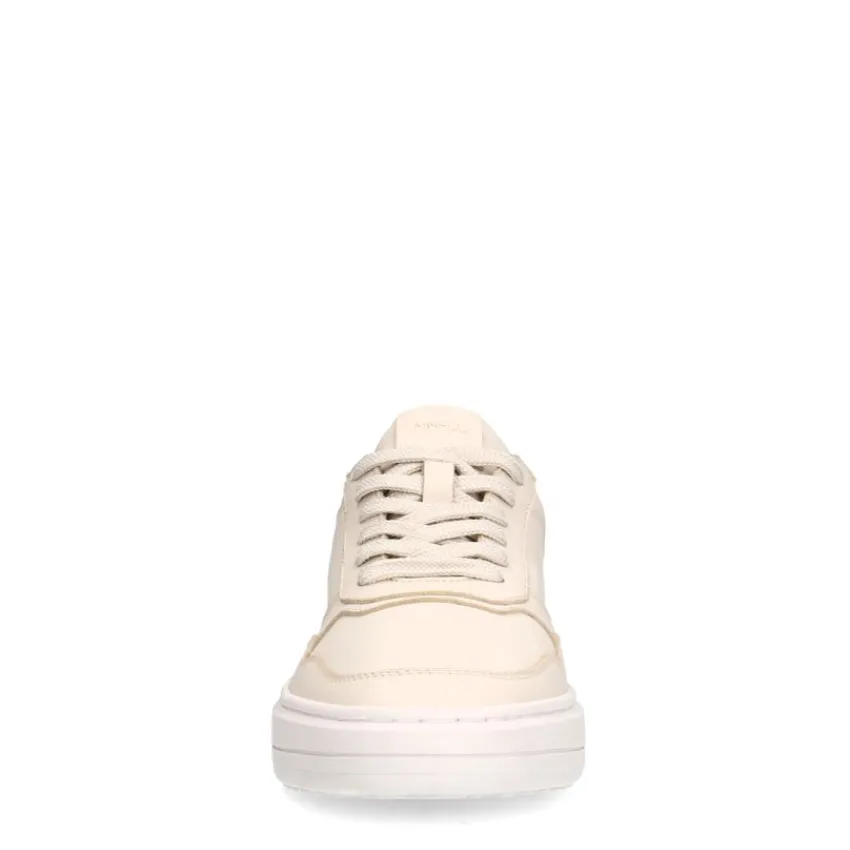 Manfield Beige leren sneakers^Heren Sneakers