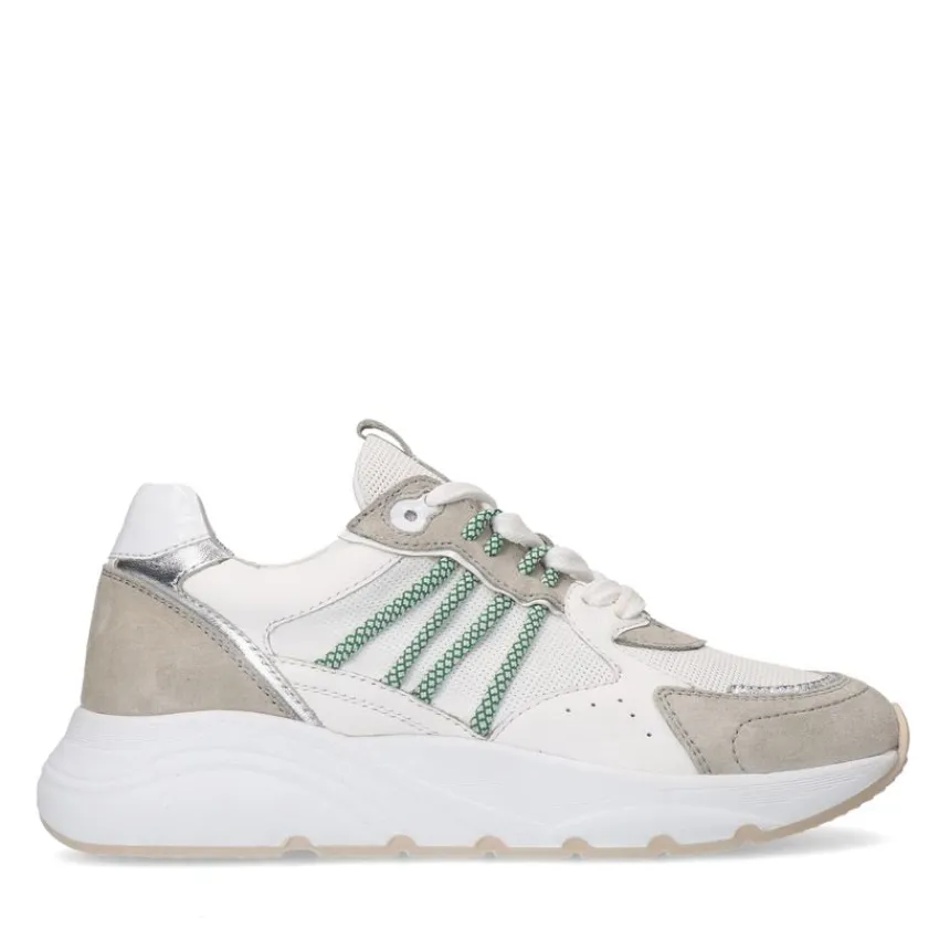 Manfield Beige leren sneakers^DAMES Sneakers