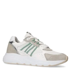 Manfield Beige leren sneakers^DAMES Sneakers