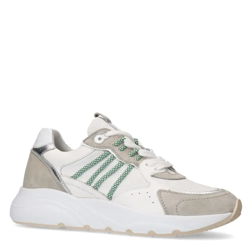 Manfield Beige leren sneakers^DAMES Sneakers