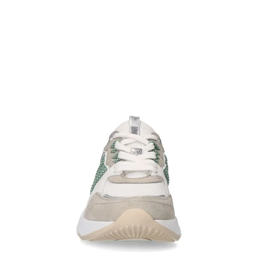 Manfield Beige leren sneakers^DAMES Sneakers