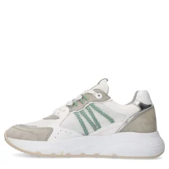 Manfield Beige leren sneakers^DAMES Sneakers