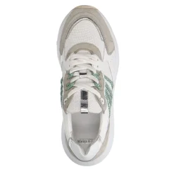 Manfield Beige leren sneakers^DAMES Sneakers
