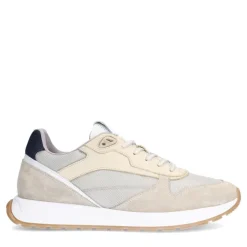 Manfield Beige leren sneakers^Heren Sneakers