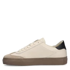 Manfield Beige leren sneakers^DAMES Sneakers