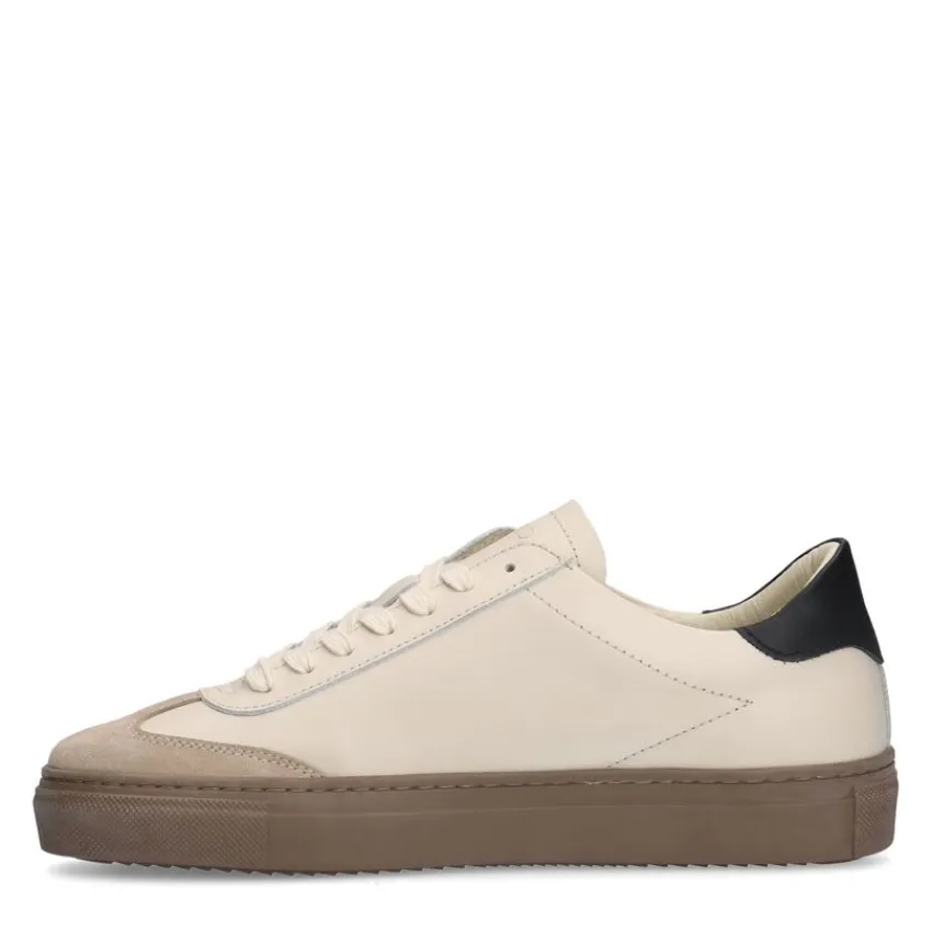 Manfield Beige leren sneakers^DAMES Sneakers
