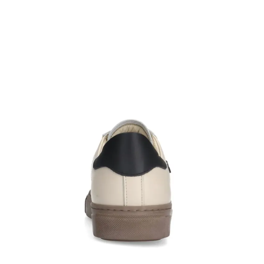 Manfield Beige leren sneakers^DAMES Sneakers