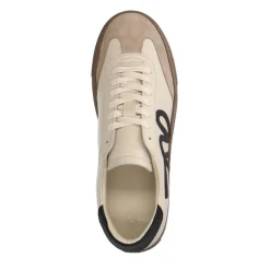 Manfield Beige leren sneakers^DAMES Sneakers