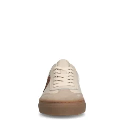 Manfield Beige leren sneakers met suède details^DAMES Sneakers