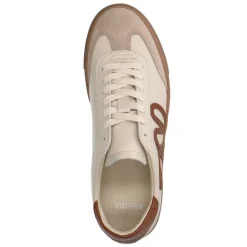 Manfield Beige leren sneakers met suède details^DAMES Sneakers