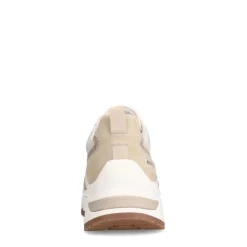 Manfield Beige leren sneakers met suède details^DAMES Sneakers