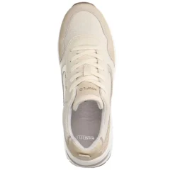 Manfield Beige leren sneakers met suède details^DAMES Sneakers