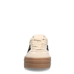 Manfield Beige leren sneakers met suède details^DAMES Sneakers
