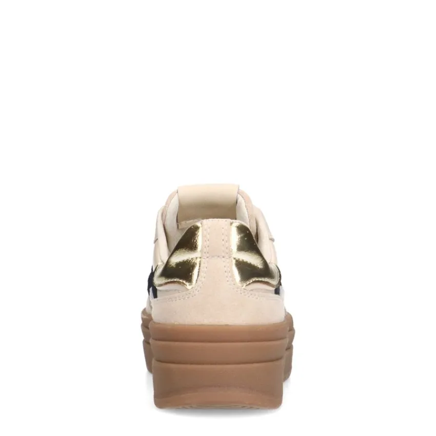 Manfield Beige leren sneakers met suède details^DAMES Sneakers
