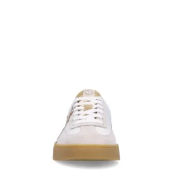 Manfield Beige leren sneakers met suède details^DAMES Sneakers