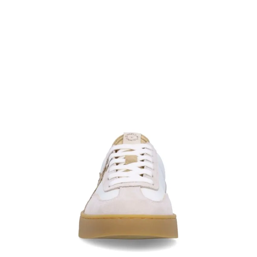 Manfield Beige leren sneakers met suède details^DAMES Sneakers