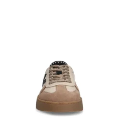 Manfield Beige leren sneakers met suède details^DAMES Sneakers