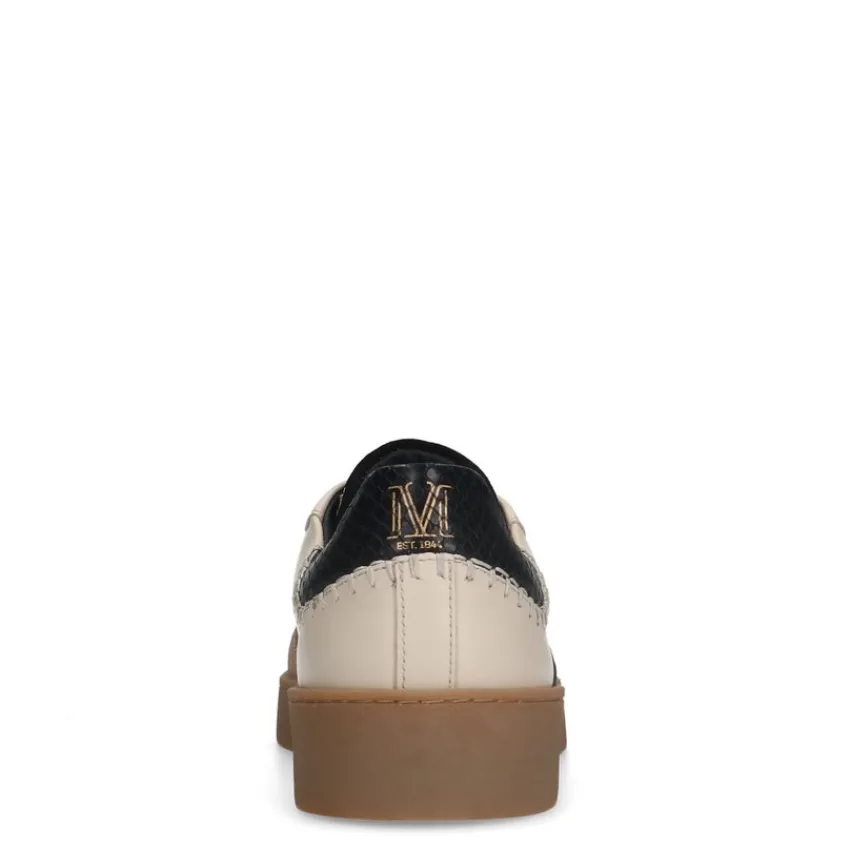 Manfield Beige leren sneakers met suède details^DAMES Sneakers