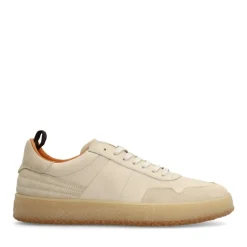 Manfield Beige leren sneakers met suède details^Heren Sneakers