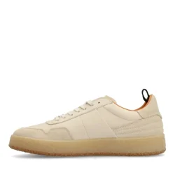 Manfield Beige leren sneakers met suède details^Heren Sneakers