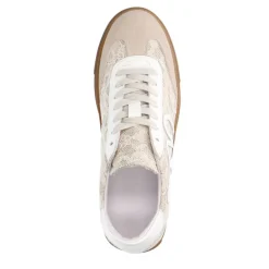 Manfield Beige leren sneakers met kanten details^DAMES Sneakers