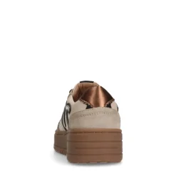 Manfield Beige leren sneakers met gouden details^DAMES Sneakers
