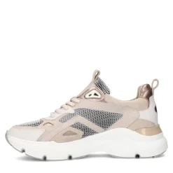 Manfield Beige leren sneakers suède details^DAMES Sneakers