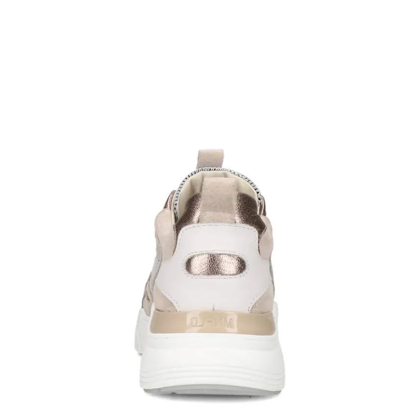 Manfield Beige leren sneakers suède details^DAMES Sneakers