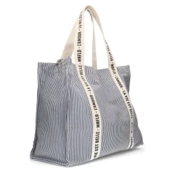 Manfield Beige navy gestreepte shopper^ Shoppers