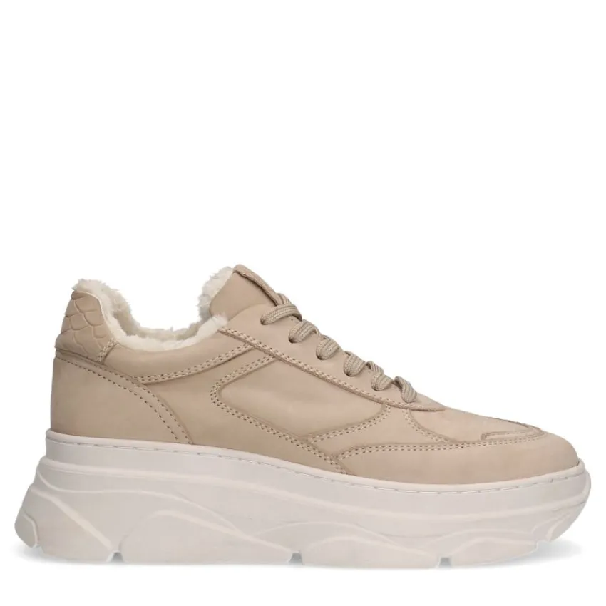 Manfield Beige nubuck sneakers^DAMES Sneakers