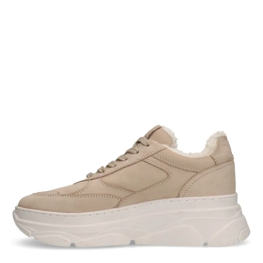 Manfield Beige nubuck sneakers^DAMES Sneakers